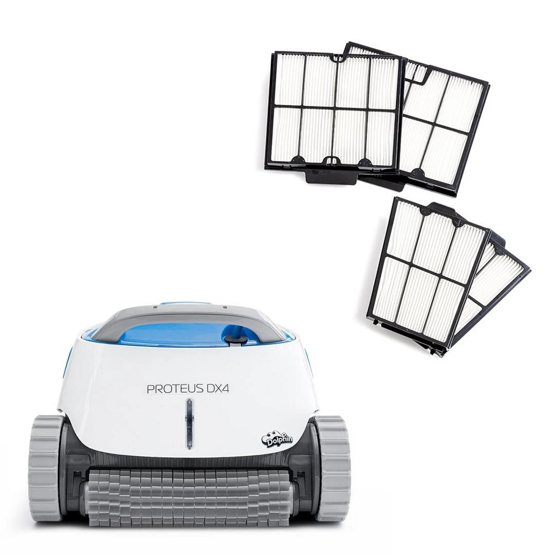 Dolphin - Dolphin Proteus DX4 Robotic Pool Cleaner With Ultra-Fine Filter Panels Bundle 1 Dolphin - Dolphin Proteus DX4 Robotic Pool Cleaner With Ultra-Fine Filter Panels Bundle